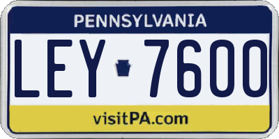 PA license plate LEY7600