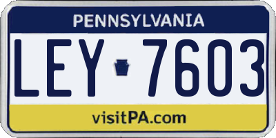 PA license plate LEY7603