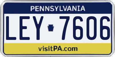 PA license plate LEY7606