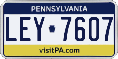 PA license plate LEY7607