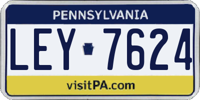 PA license plate LEY7624