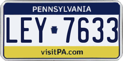 PA license plate LEY7633