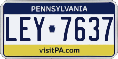 PA license plate LEY7637