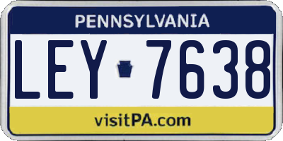PA license plate LEY7638