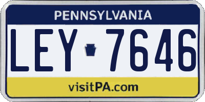 PA license plate LEY7646