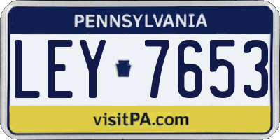 PA license plate LEY7653