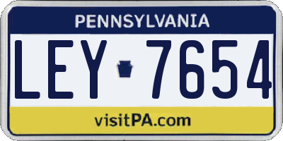 PA license plate LEY7654
