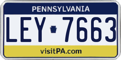 PA license plate LEY7663
