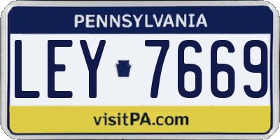 PA license plate LEY7669