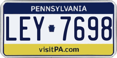 PA license plate LEY7698