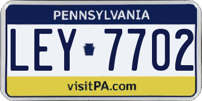 PA license plate LEY7702