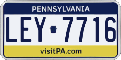 PA license plate LEY7716