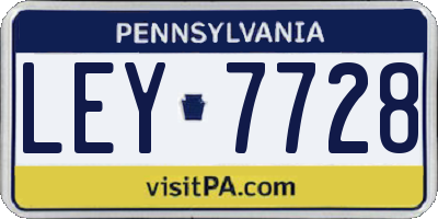 PA license plate LEY7728