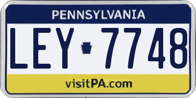 PA license plate LEY7748