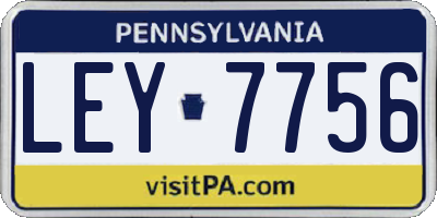 PA license plate LEY7756