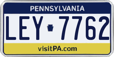 PA license plate LEY7762