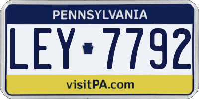 PA license plate LEY7792