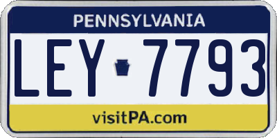 PA license plate LEY7793