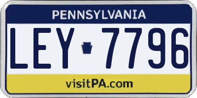 PA license plate LEY7796