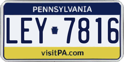 PA license plate LEY7816