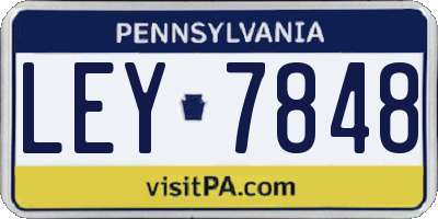 PA license plate LEY7848