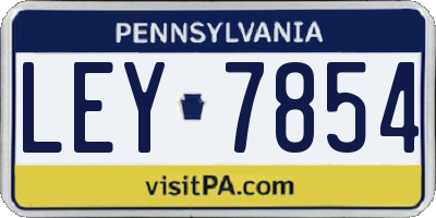 PA license plate LEY7854