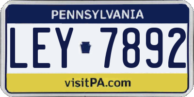 PA license plate LEY7892