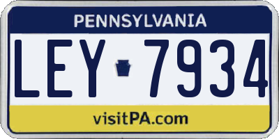 PA license plate LEY7934