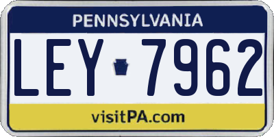 PA license plate LEY7962