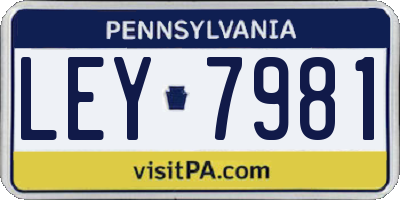 PA license plate LEY7981