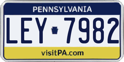 PA license plate LEY7982
