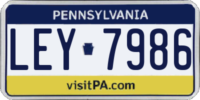 PA license plate LEY7986