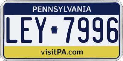 PA license plate LEY7996