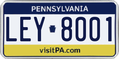PA license plate LEY8001