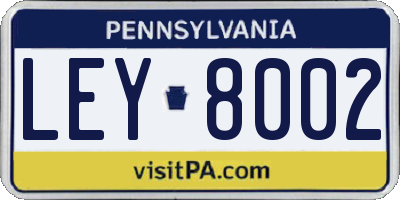 PA license plate LEY8002