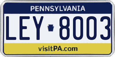 PA license plate LEY8003