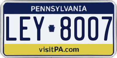 PA license plate LEY8007