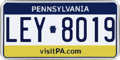 PA license plate LEY8019