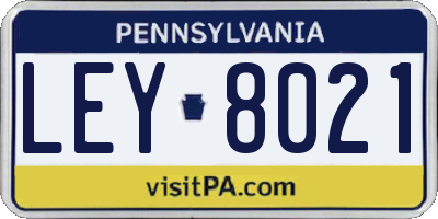 PA license plate LEY8021