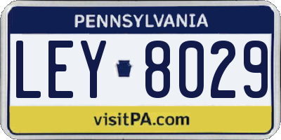 PA license plate LEY8029