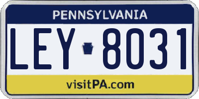 PA license plate LEY8031