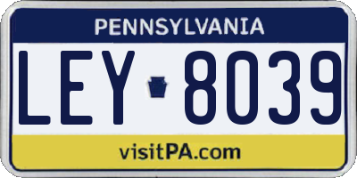 PA license plate LEY8039