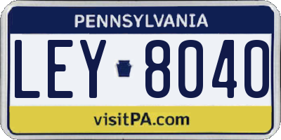 PA license plate LEY8040