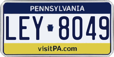 PA license plate LEY8049