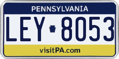 PA license plate LEY8053