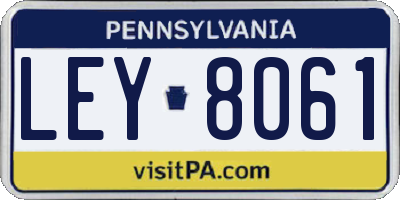 PA license plate LEY8061
