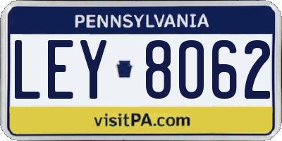 PA license plate LEY8062