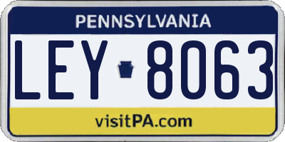 PA license plate LEY8063