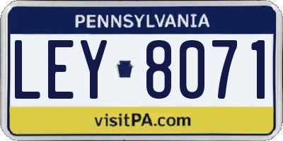 PA license plate LEY8071
