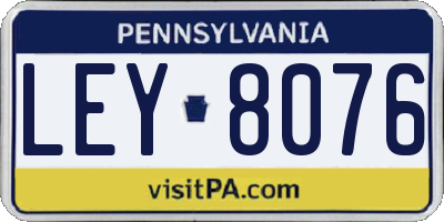 PA license plate LEY8076
